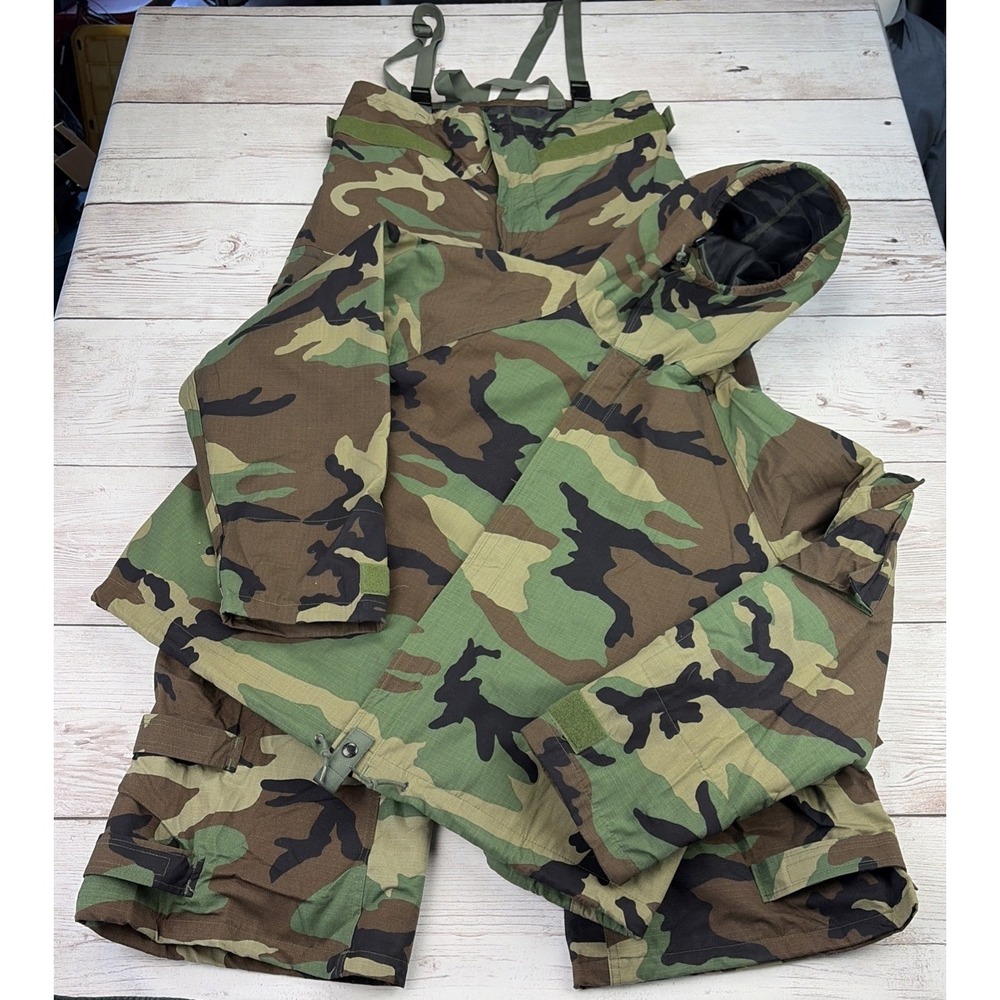 US Military ECWCS Woodland Gore-Tex L Parka & M Long Overall Pants Hunting Camo
